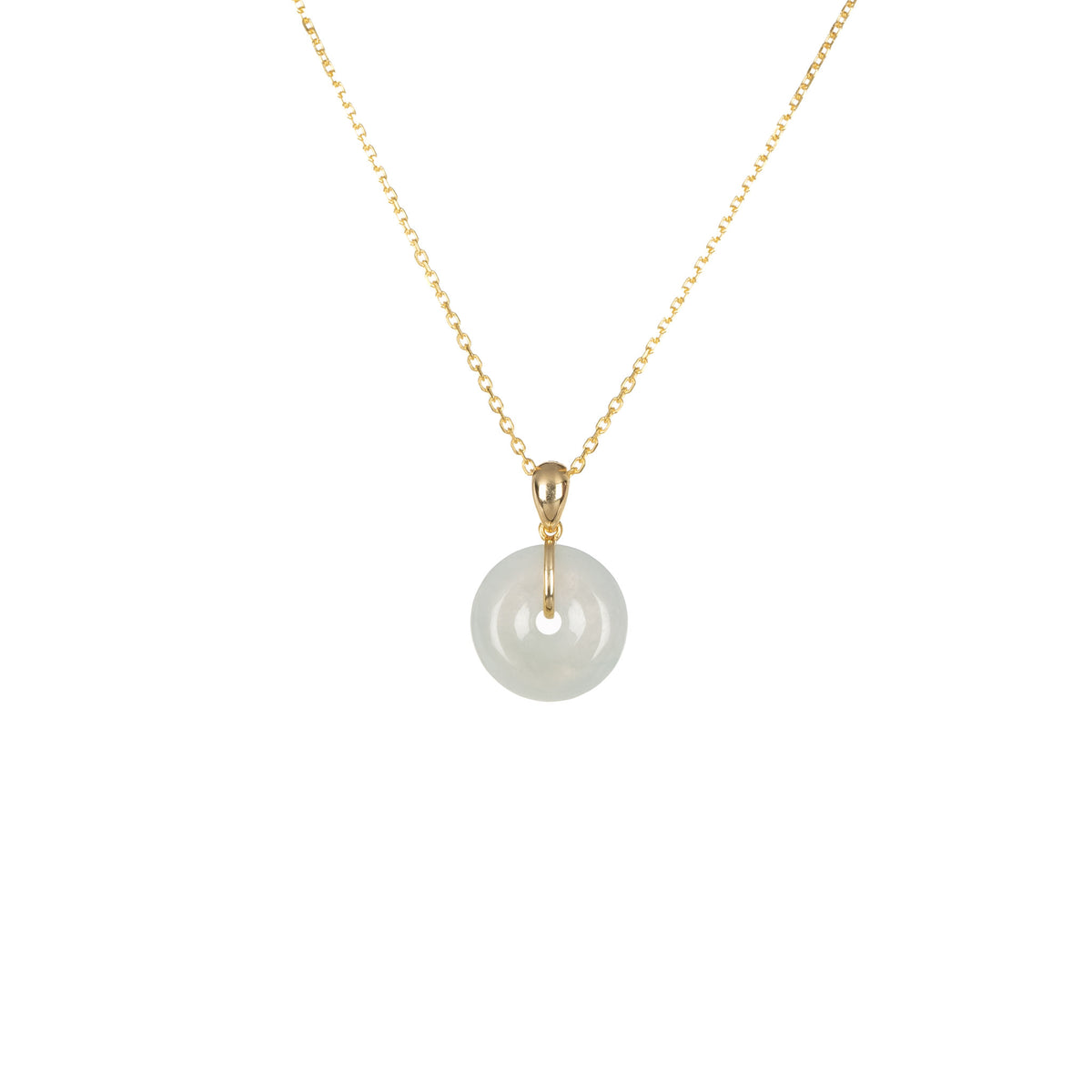 18K White Jade Necklace - Kandy Disc