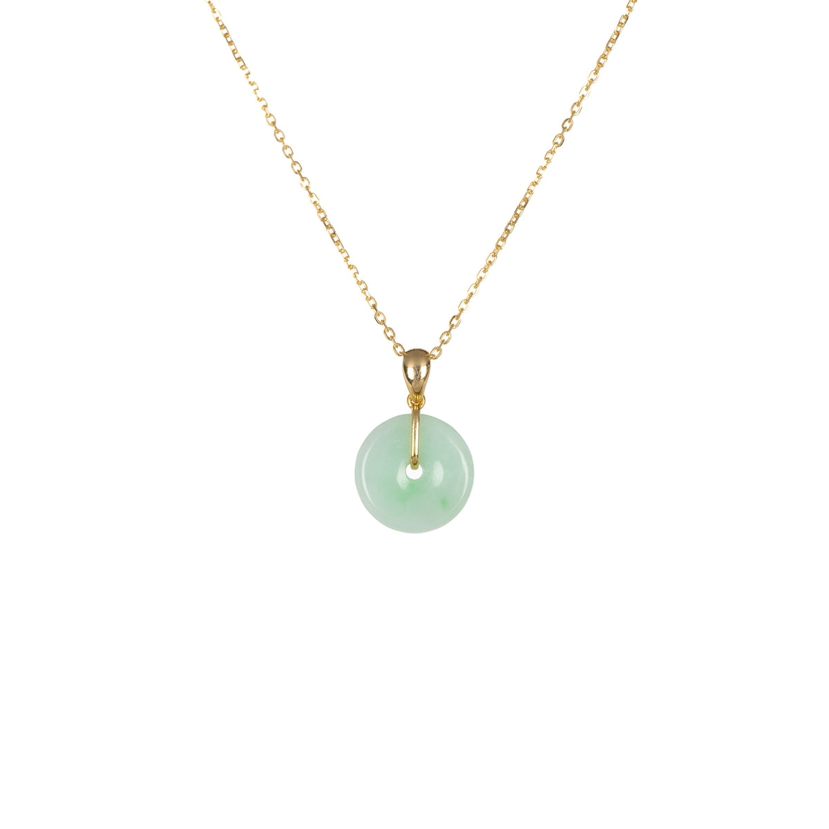 Natural Light Green Jade Necklace - Kandy Disc