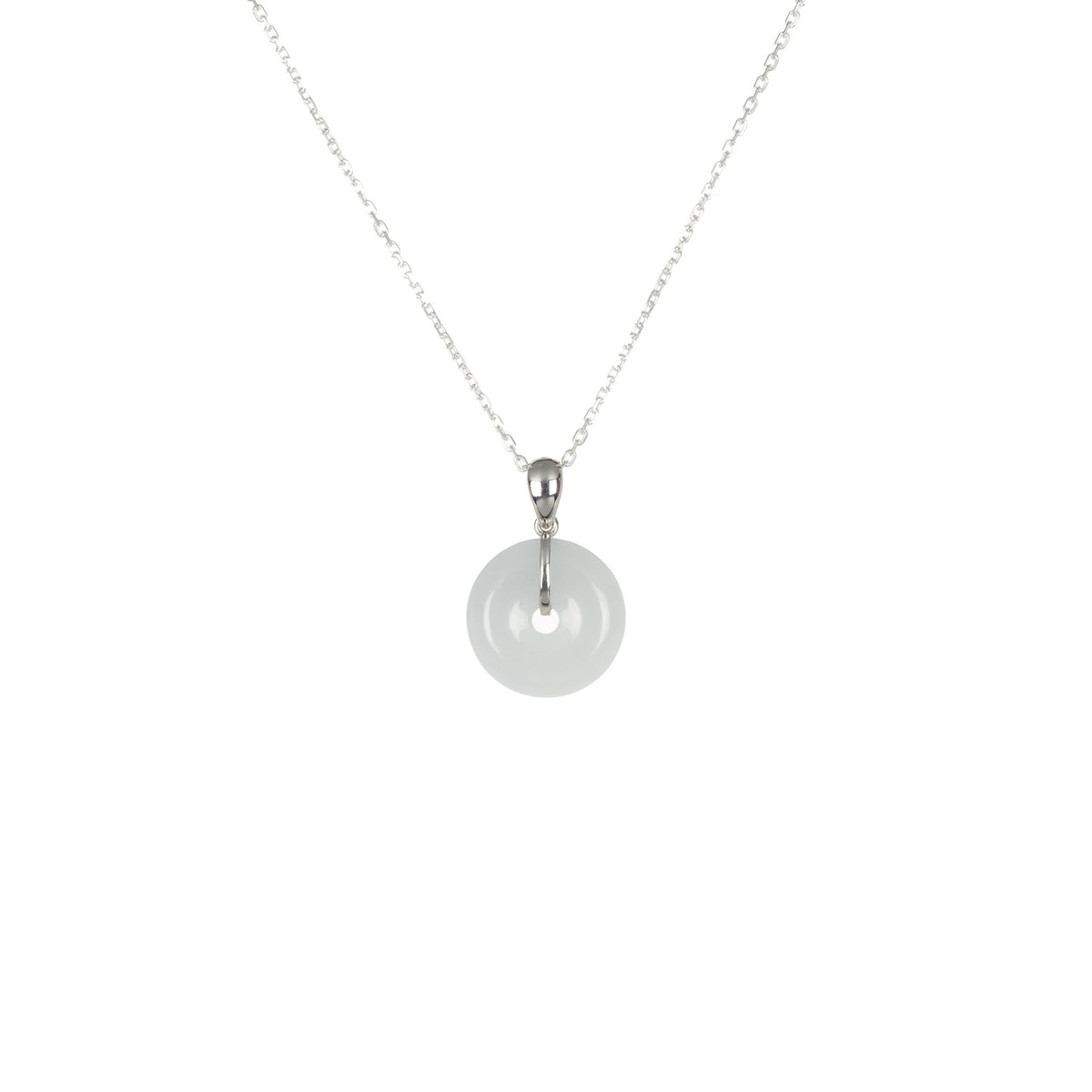 18K White Jade Disc Necklace - Kandy Disc