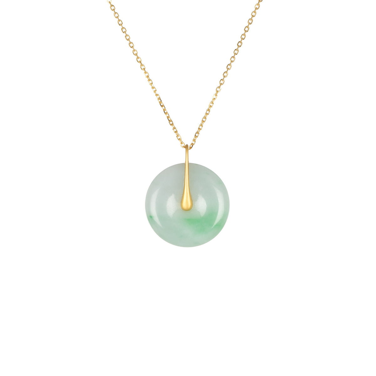 18K Yellow God Jade Disc Necklace