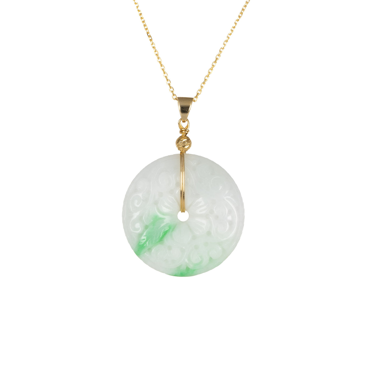 18K Yellow Gold Carved Jadeite Pendant