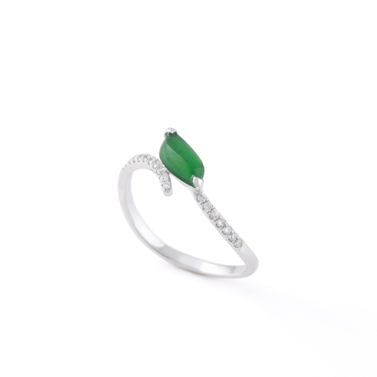 Sydney - Marquise Jadeite Jade Ring in 18K White Gold