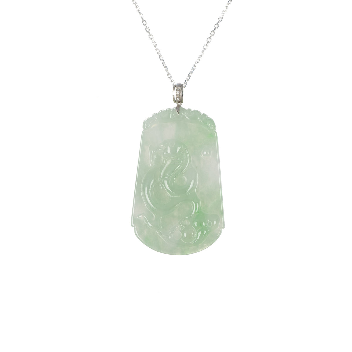 Tranquiliti Chinese Zodiac Animal Jade Pendant with 18ct Gold and Diamonds - Snake