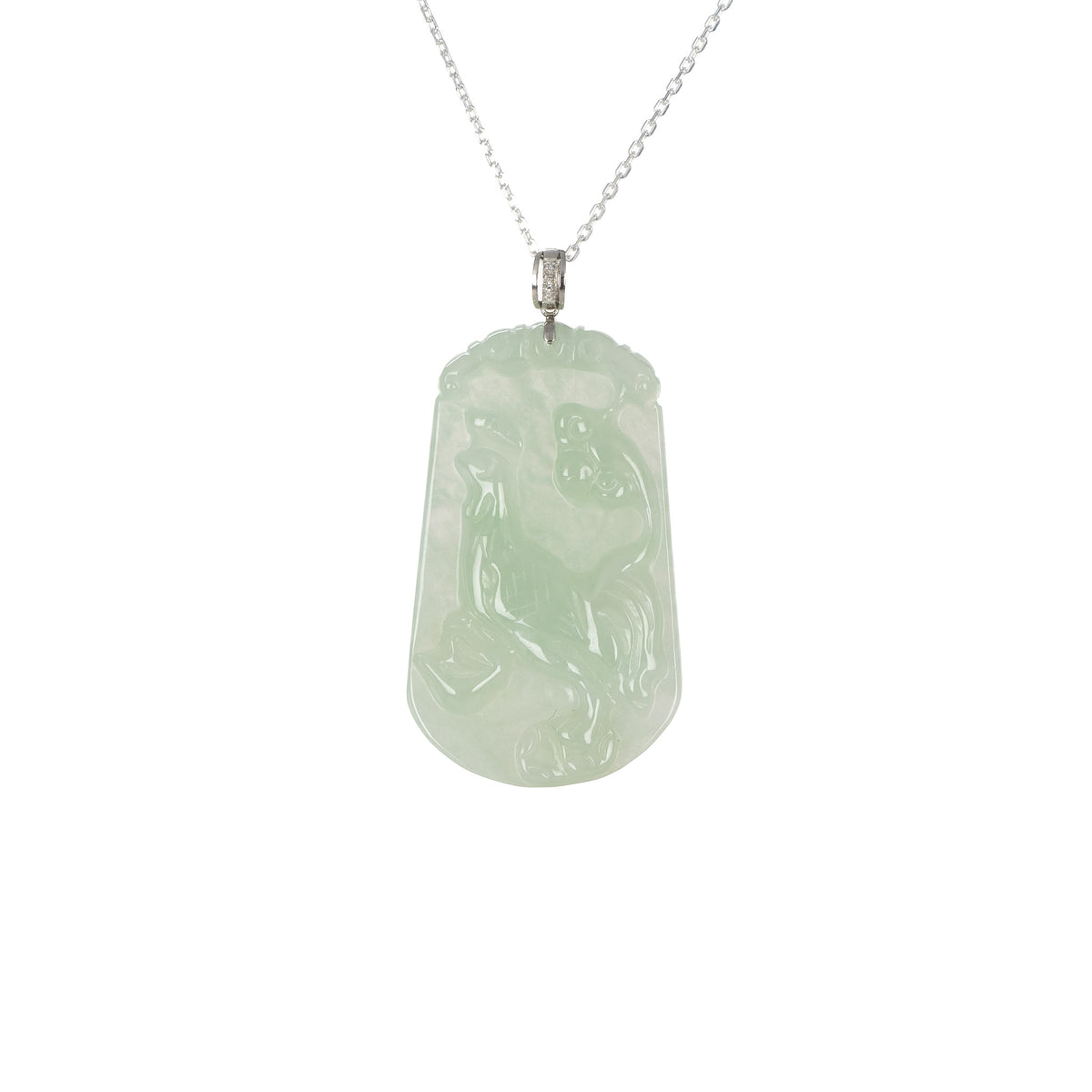 Tranquiliti Chinese Zodiac Animal Jade Pendant with 18ct Gold and Diamonds - Rooster