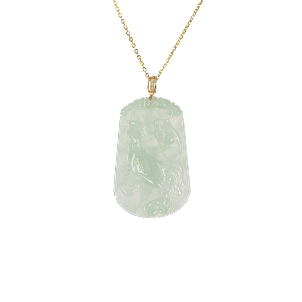 Tranquiliti Chinese Zodiac Animal Jade Pendant with 18ct Gold and Diamonds - Rooster