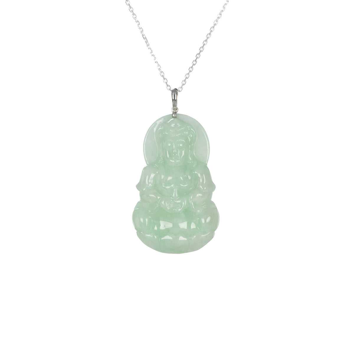 Ideali GuanYin Jadeite Jade 18K Gold Necklace