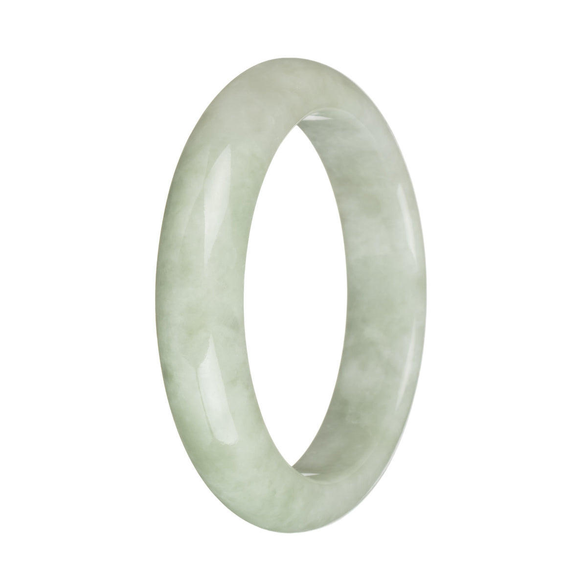 58.5mm Green and White Jade Bangle Bracelet