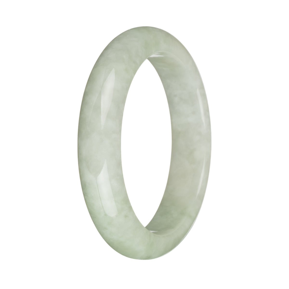 58.5mm Green and White Jade Bangle Bracelet