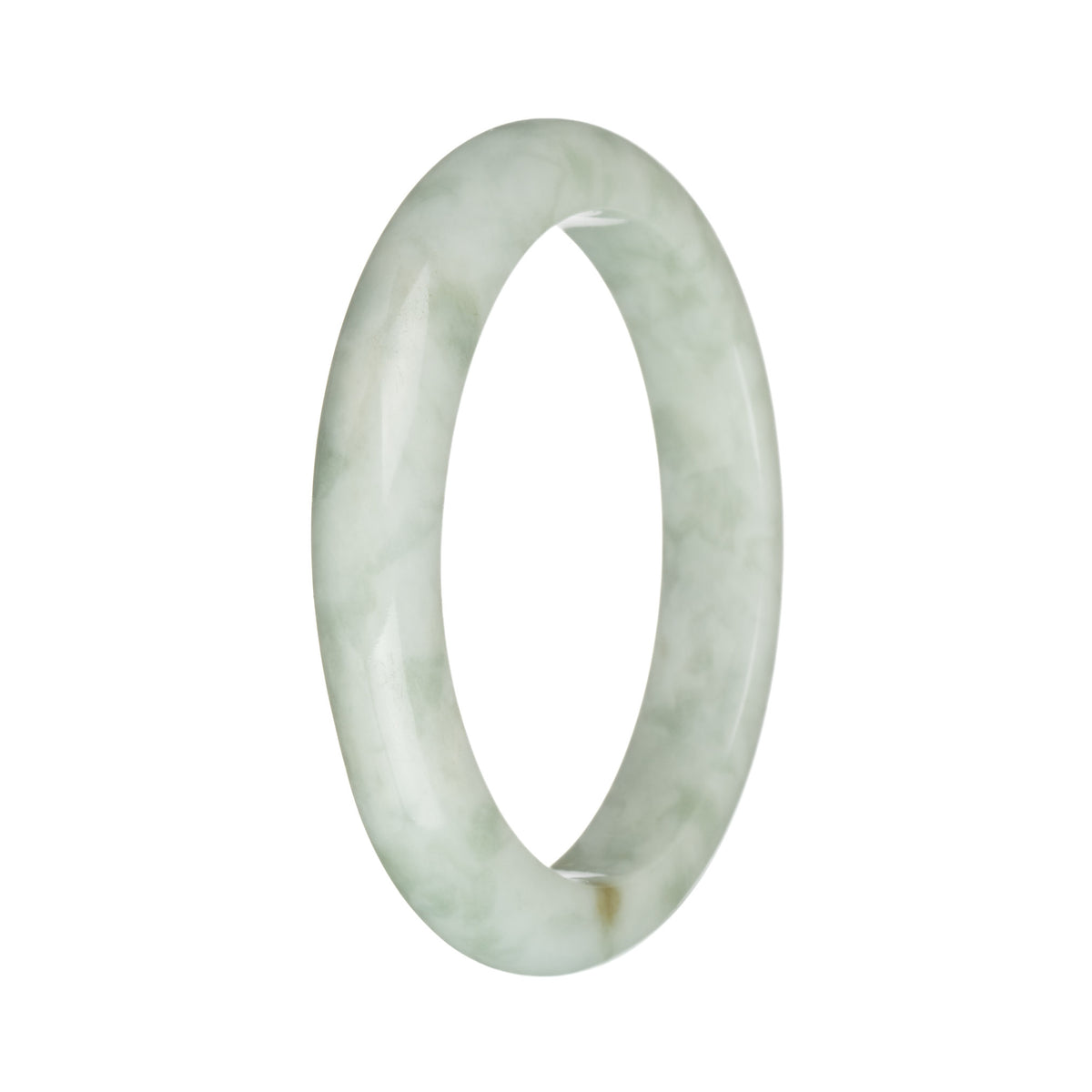 57.1mm White with Light Green Patterns Jade Bangle Bracelet