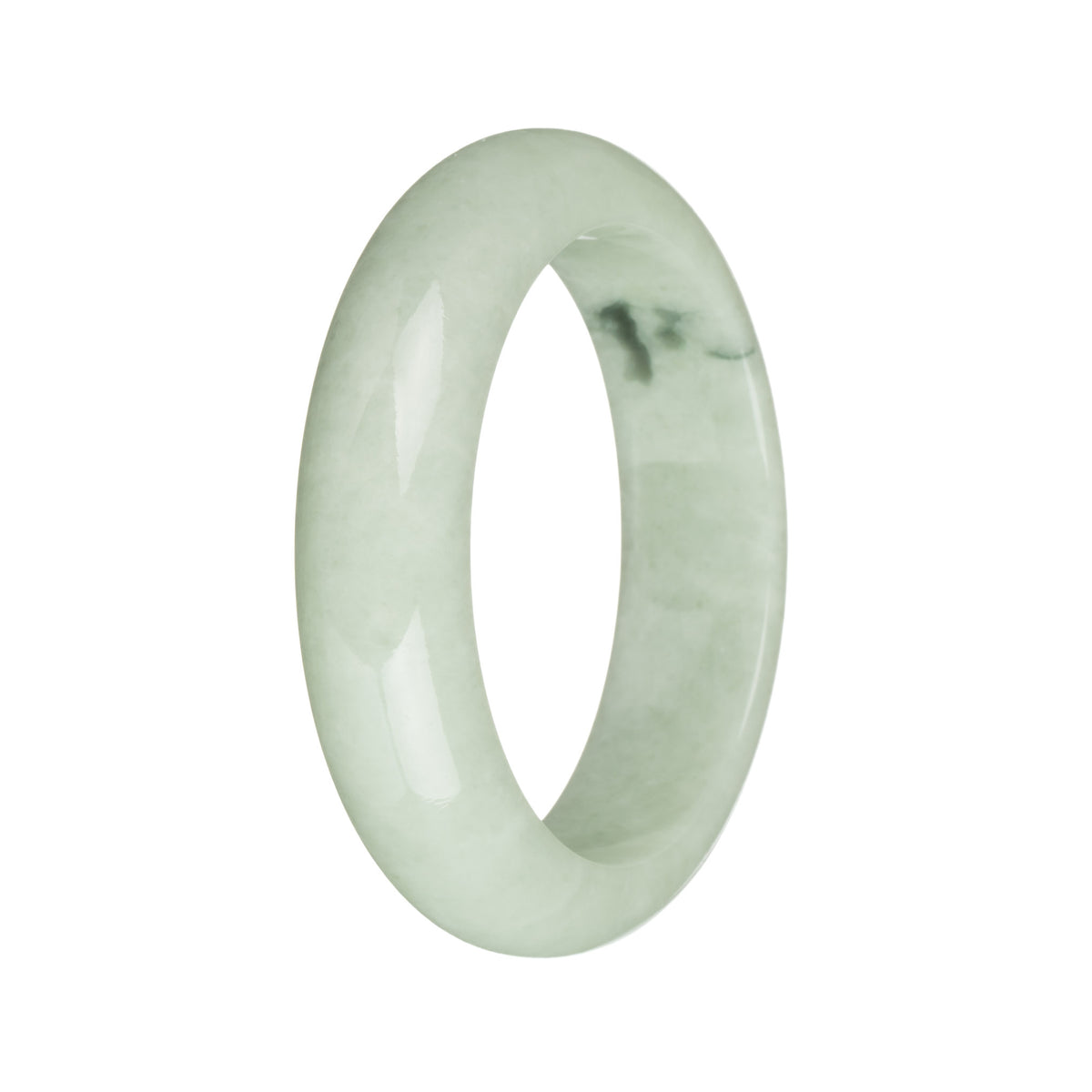 54.2mm Light Green with Dark Green Patch Jade Bangle Bracelet