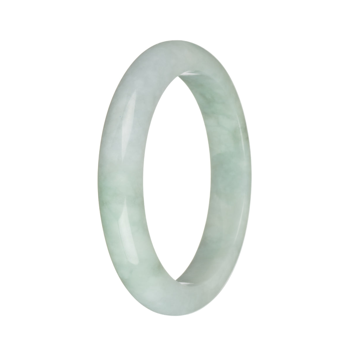 57.3mm Light Green with White Jade Bangle Bracelet