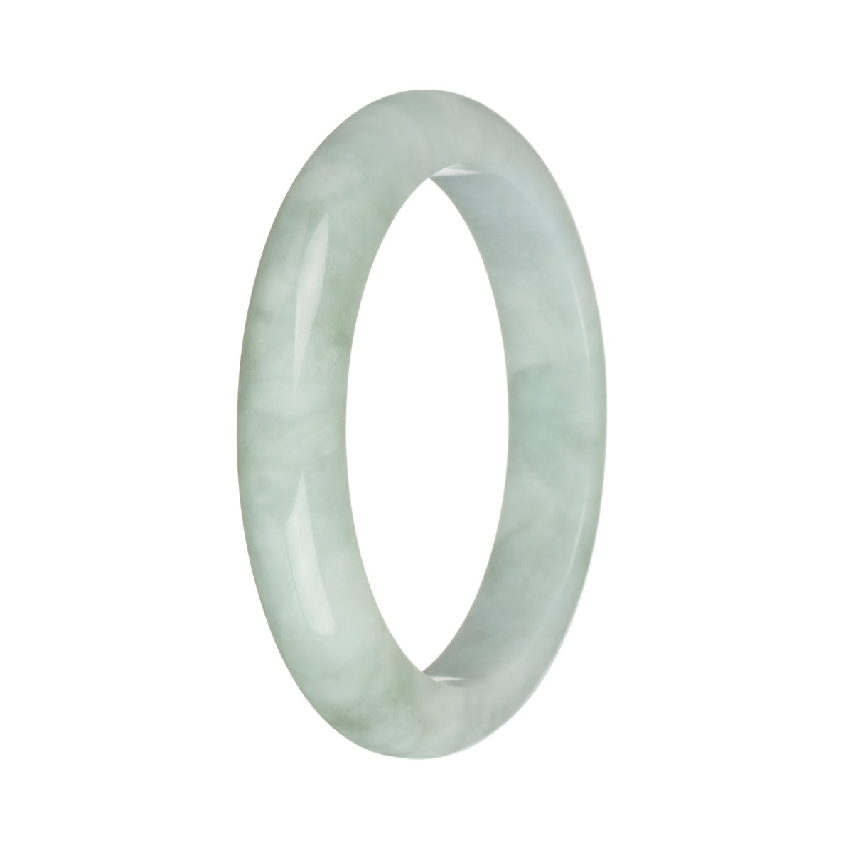 57.3mm Light Green with White Jade Bangle Bracelet