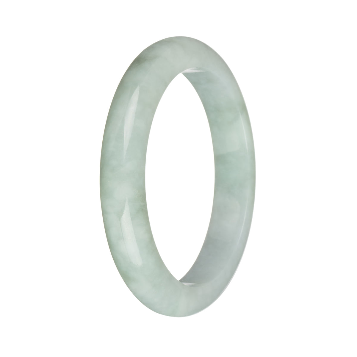 57.3mm Light Green with White Jade Bangle Bracelet