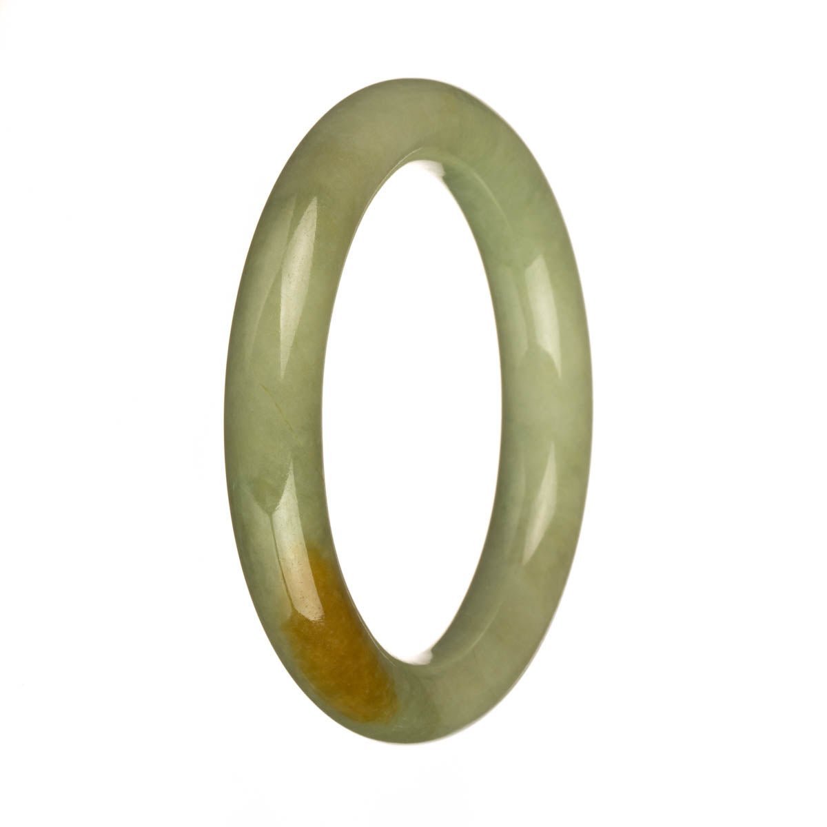 56mm Green with Brown Patch Jade Bangle Bracelet