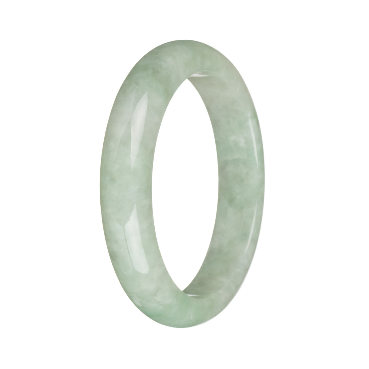 57.4mm Pale Green with Apple Green Jade Bangle Bracelet