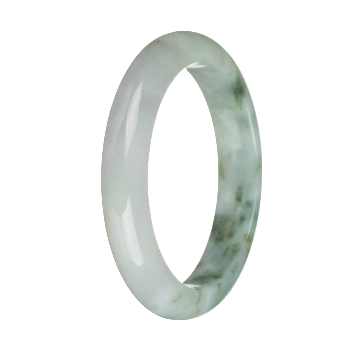 58.7mm White and Green Patterns Jade Bangle Bracelet