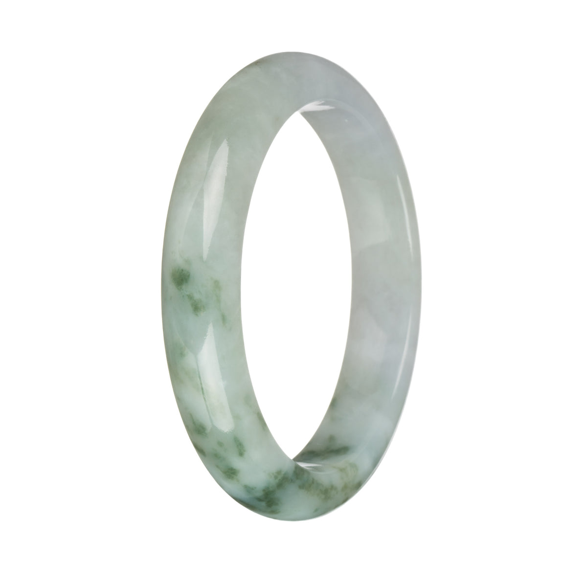 58.7mm White and Green Patterns Jade Bangle Bracelet