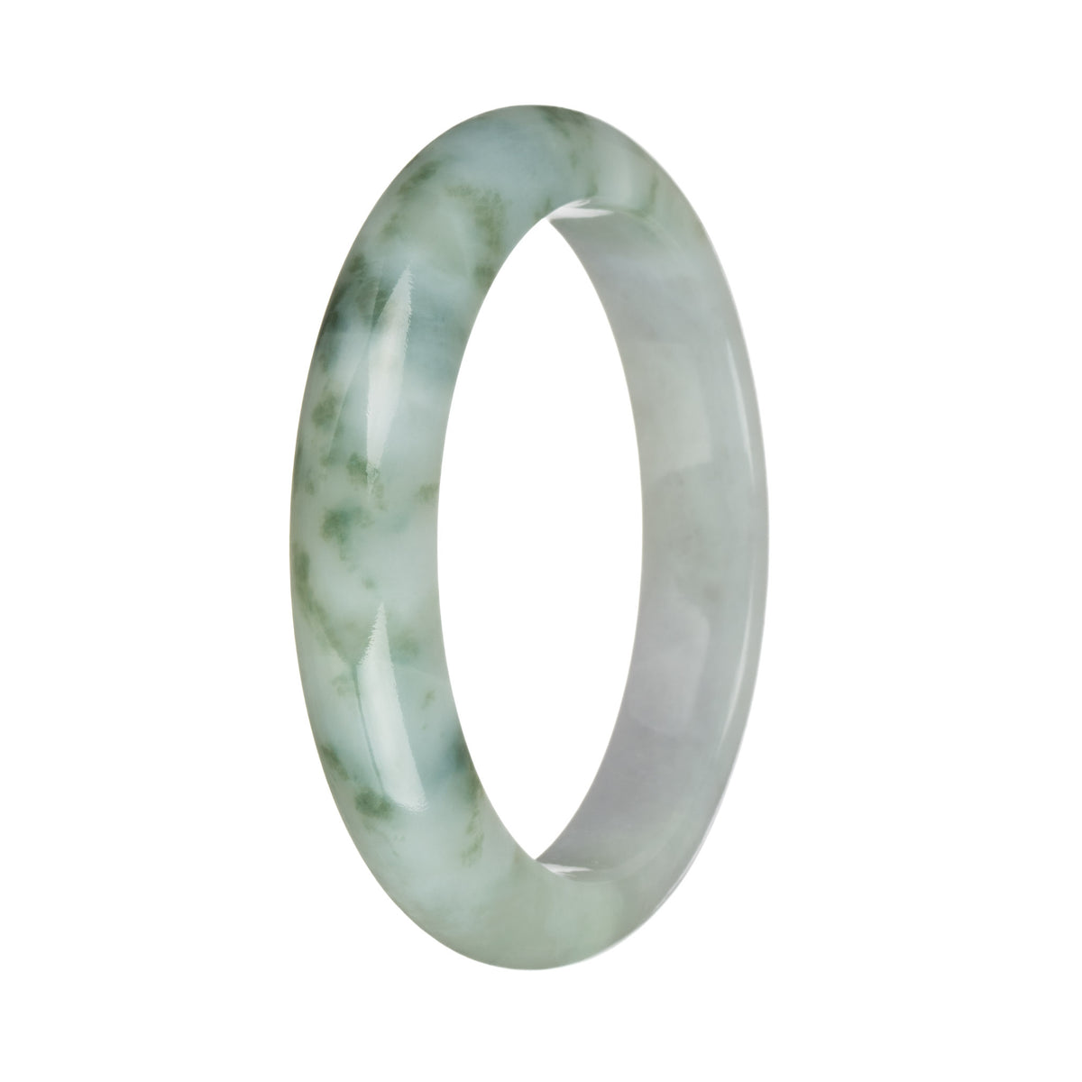 58.7mm White and Green Patterns Jade Bangle Bracelet