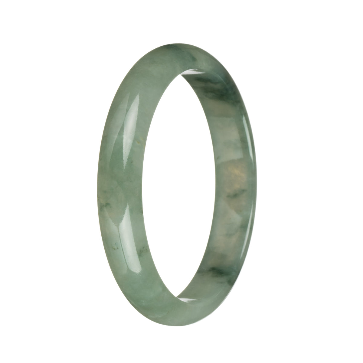 60.5mm Green with Deep Green Patterns Jade Bangle Bracelet