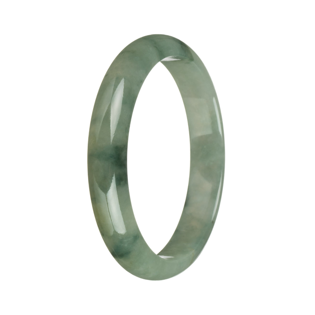 60.5mm Green with Deep Green Patterns Jade Bangle Bracelet