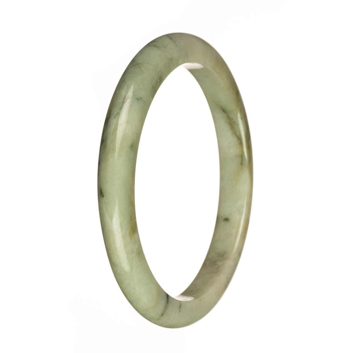 78.2mm Greyish Green with Olive Green and Brown Patterns Jade Bangle Bracelet