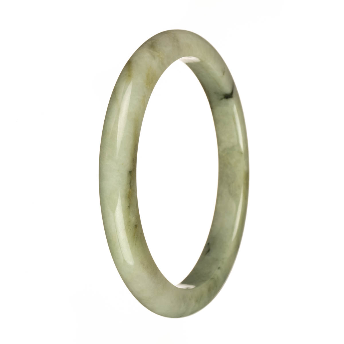 78.2mm Greyish Green with Olive Green and Brown Patterns Jade Bangle Bracelet