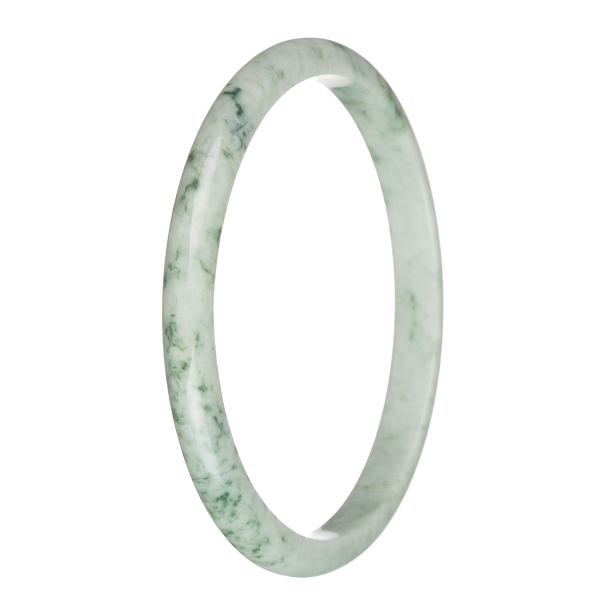 77.3mm Grey with Green Patterns Jade Bangle Bracelet