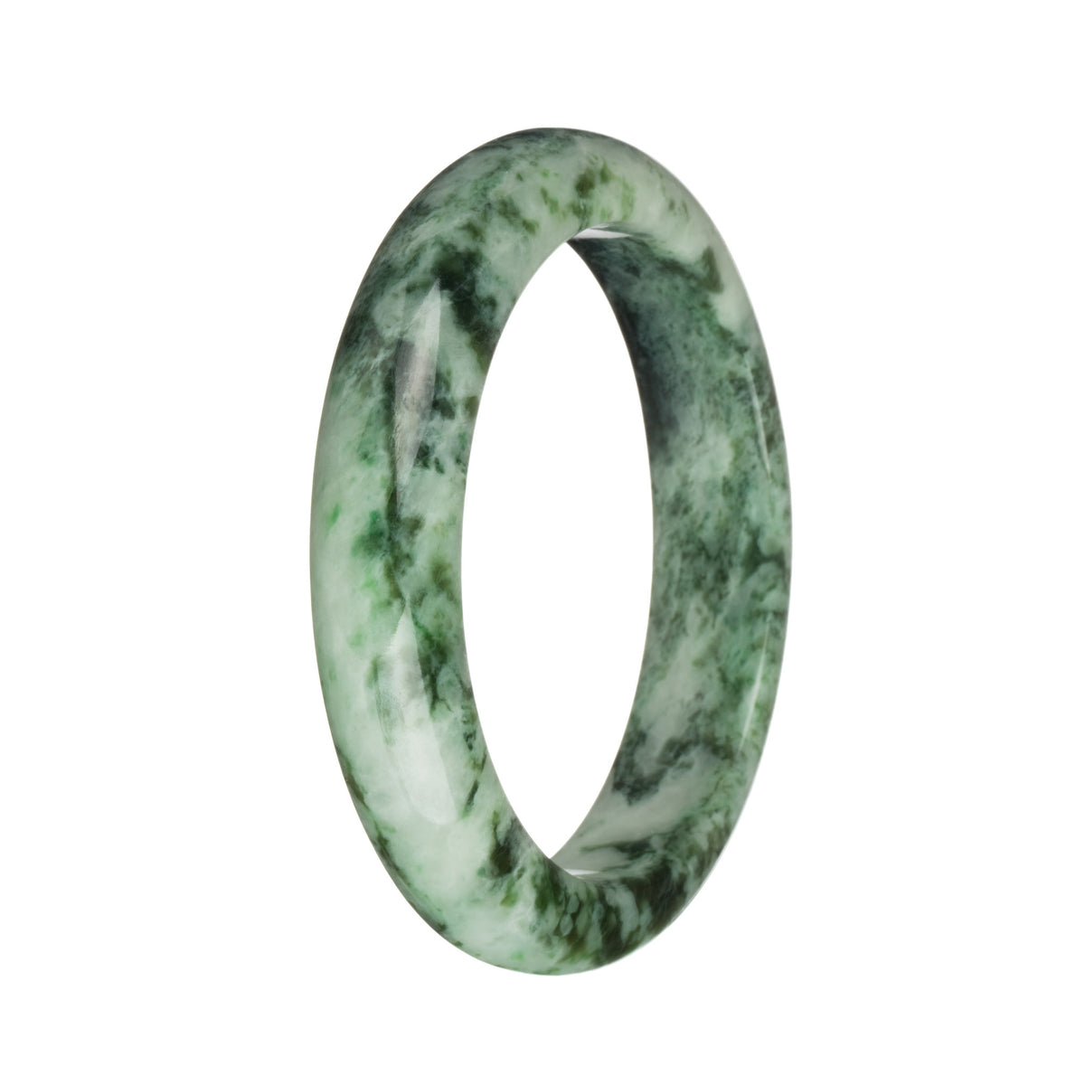 56.8mm Grey with Dark Green, Green and Apple Green Patterns Jade Bangle Bracelet