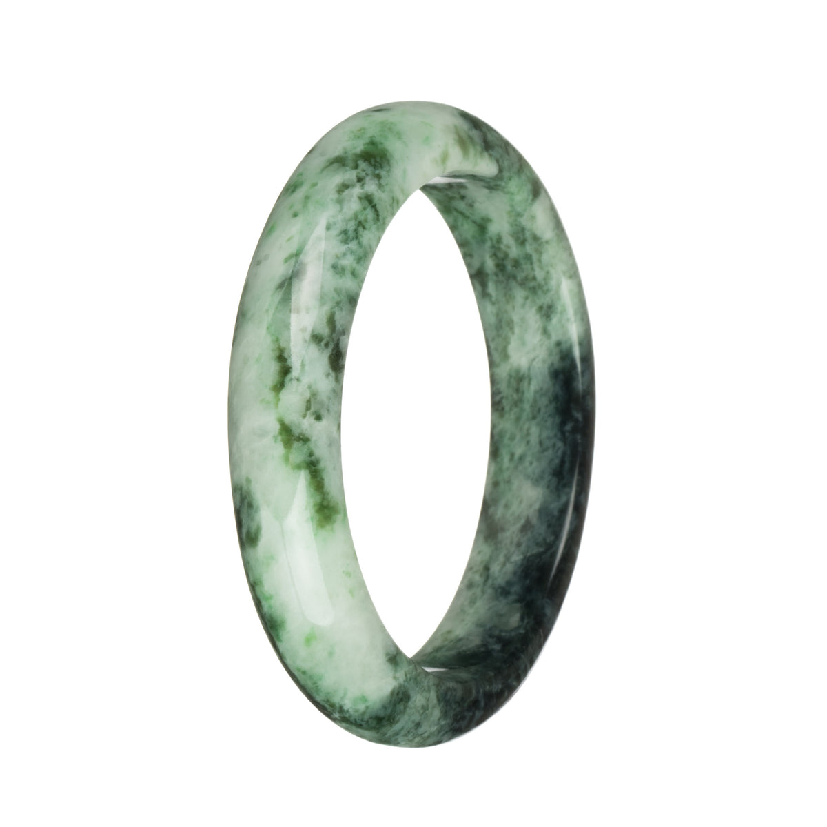 56.8mm Grey with Dark Green, Green and Apple Green Patterns Jade Bangle Bracelet