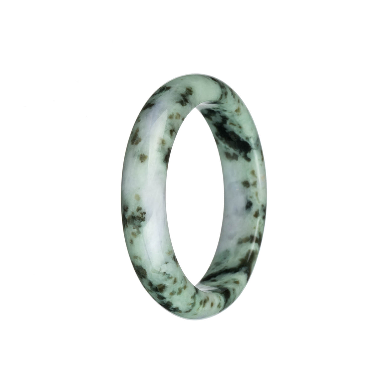 Certified Untreated Light Green and Lavender with Dark Green Patterns Jadeite Bracelet - 58mm Half Moon