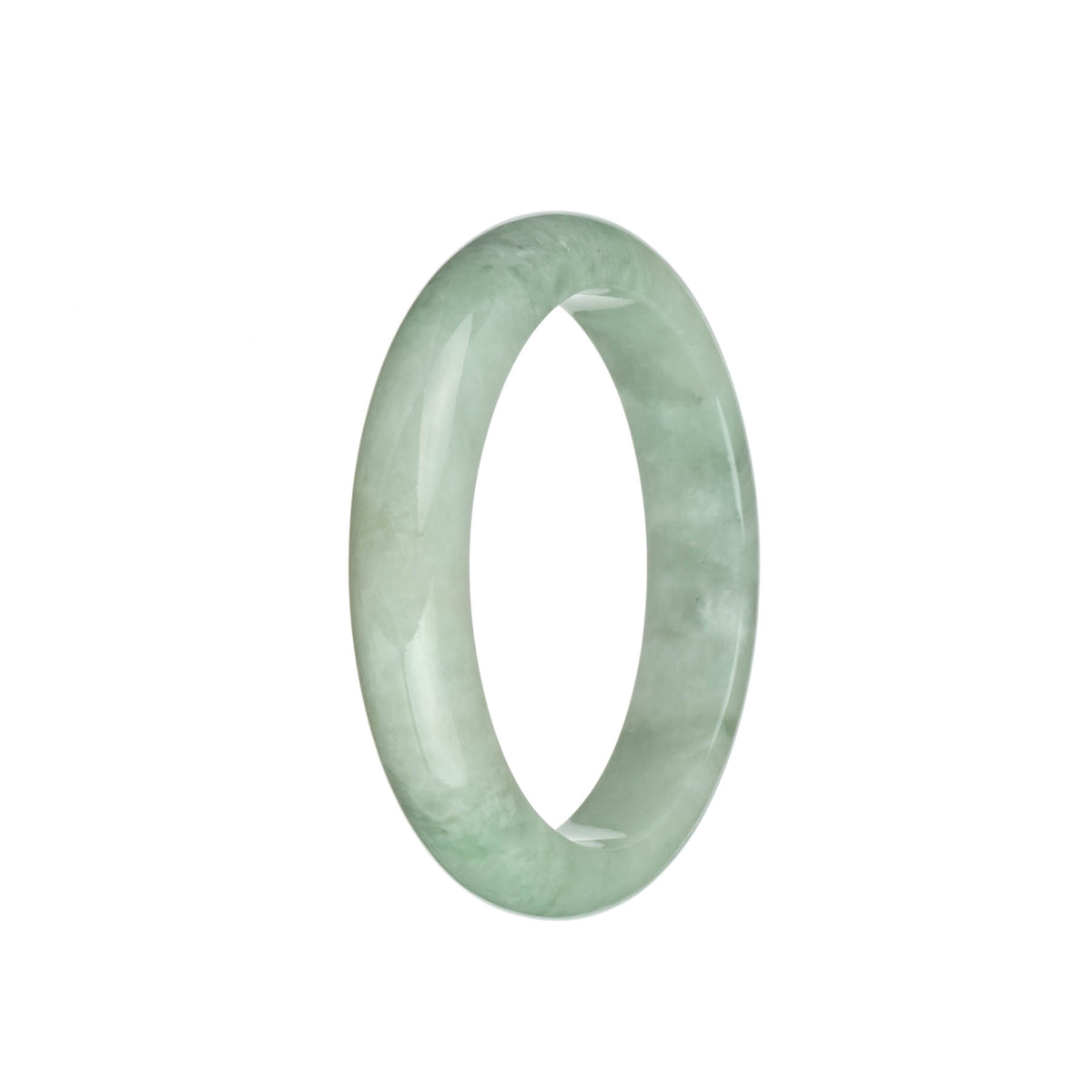 Certified Type A Light Green Traditional Jade Bangle Bracelet - 58mm Half Moon