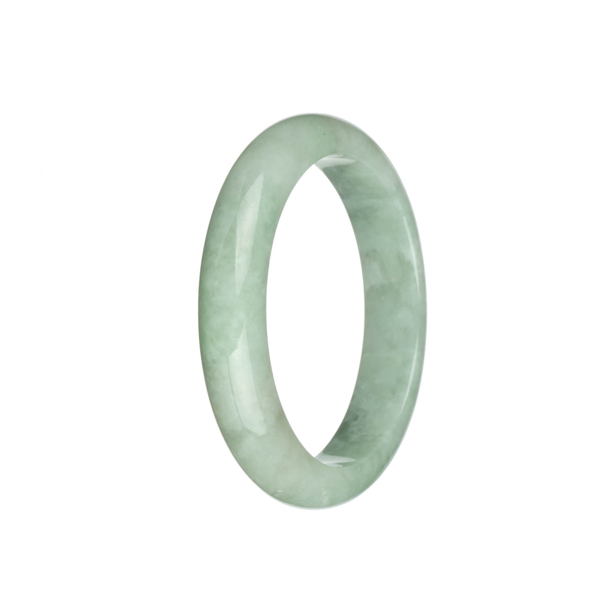 Certified Type A Light Green Traditional Jade Bangle Bracelet - 58mm Half Moon