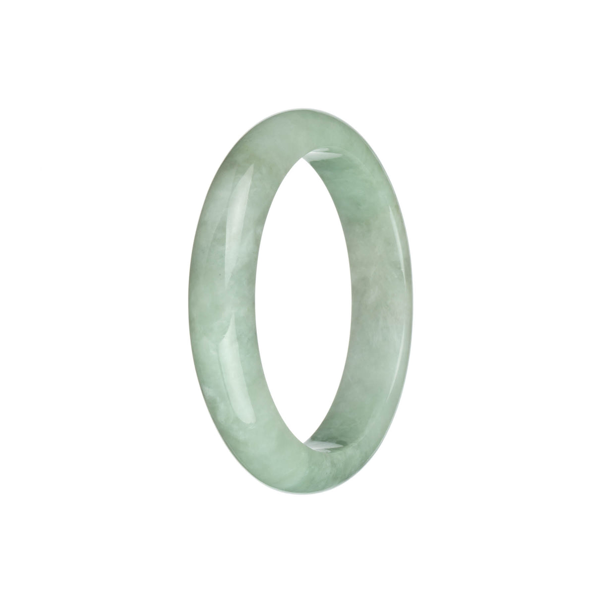 Certified Type A Light Green Traditional Jade Bangle Bracelet - 58mm Half Moon