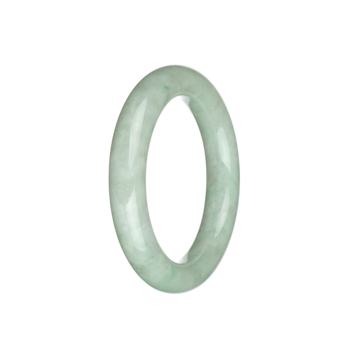 Real Natural Light Green with Apple Green Pattern Traditional Jade Bangle Bracelet - 54mm Round