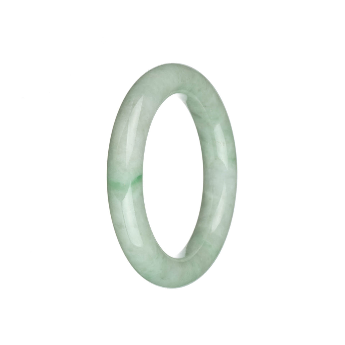 Real Natural Light Green with Apple Green Pattern Traditional Jade Bangle Bracelet - 54mm Round