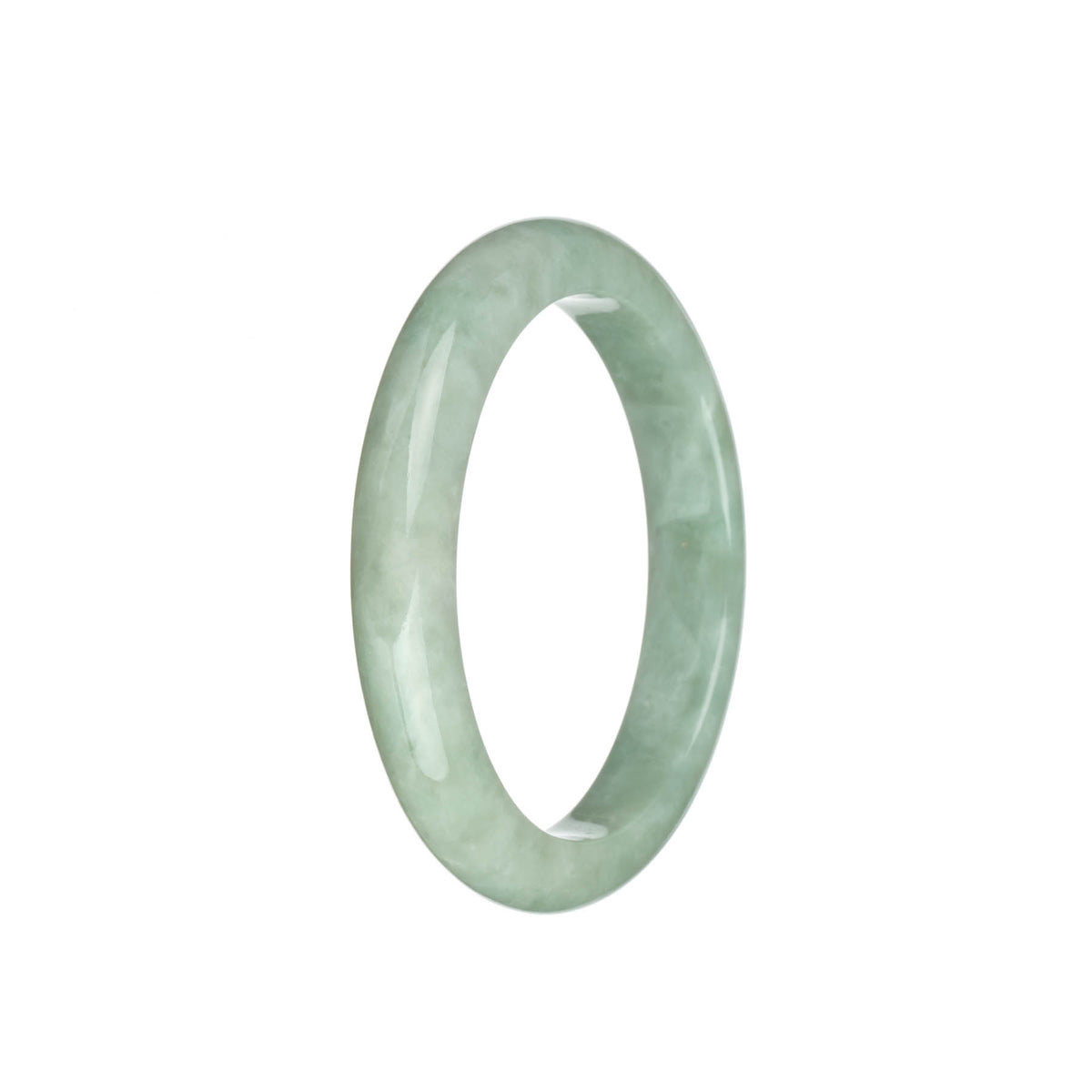 Authentic Grade A Light Green Jadeite Bracelet - 57mm Half Moon