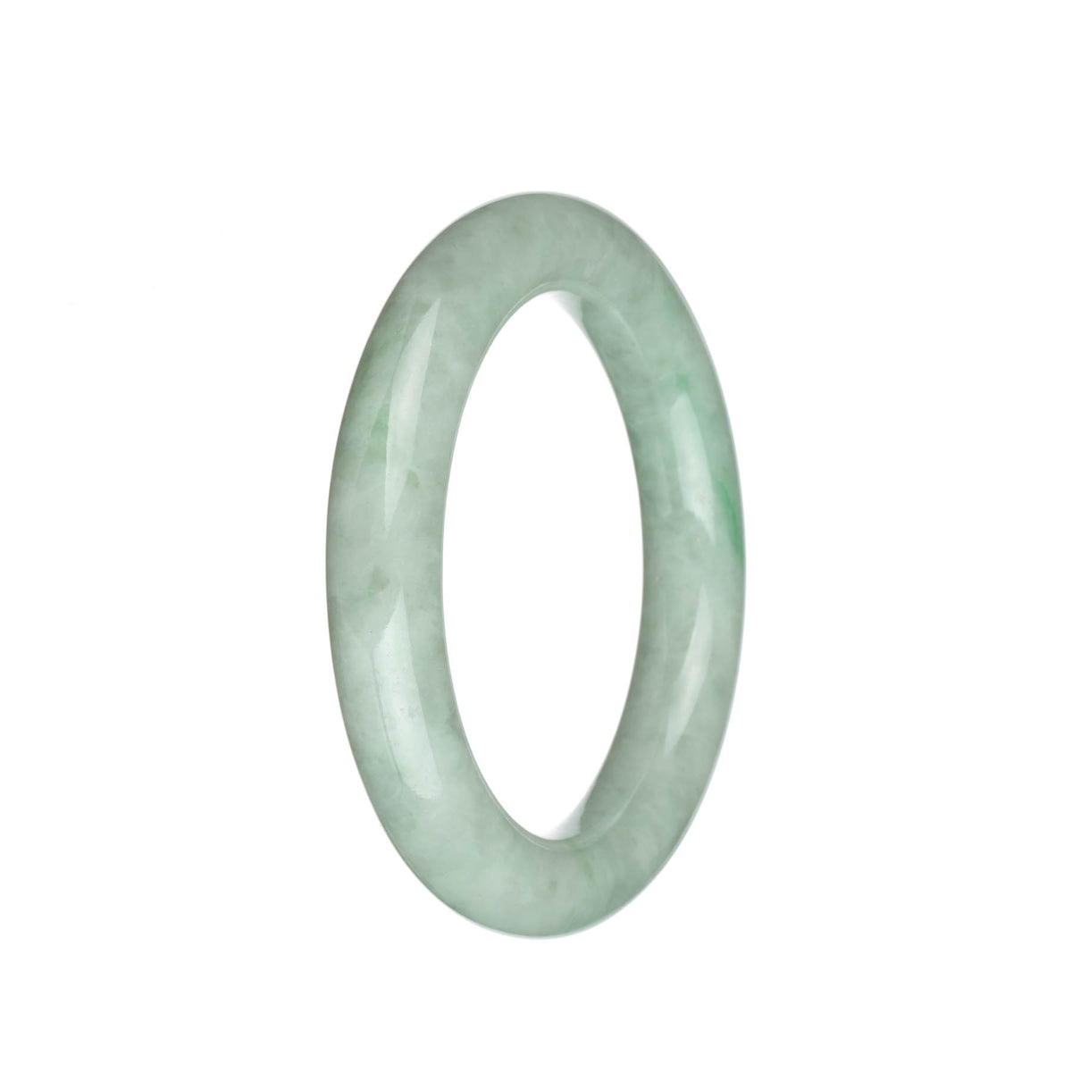 Genuine Grade A Light Green and Light Grey with Apple Green Stripes Jadeite Jade Bangle - 57mm Round