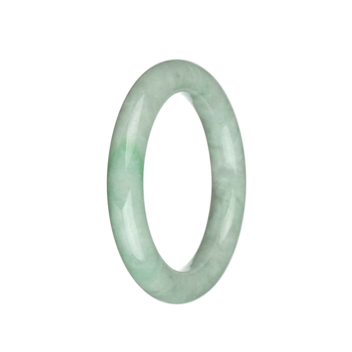 Genuine Grade A Light Green and Light Grey with Apple Green Stripes Jadeite Jade Bangle - 57mm Round