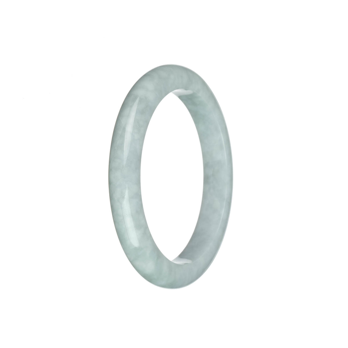 Genuine Grade A Faint Lavender Burmese Jade Bangle Bracelet - 57mm Semi Round