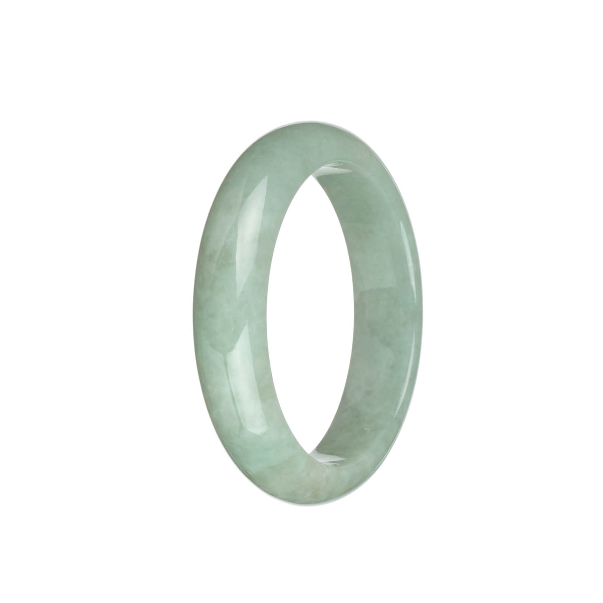 Certified Grade A Pale Green Burma Jade Bangle - 57mm Half Moon