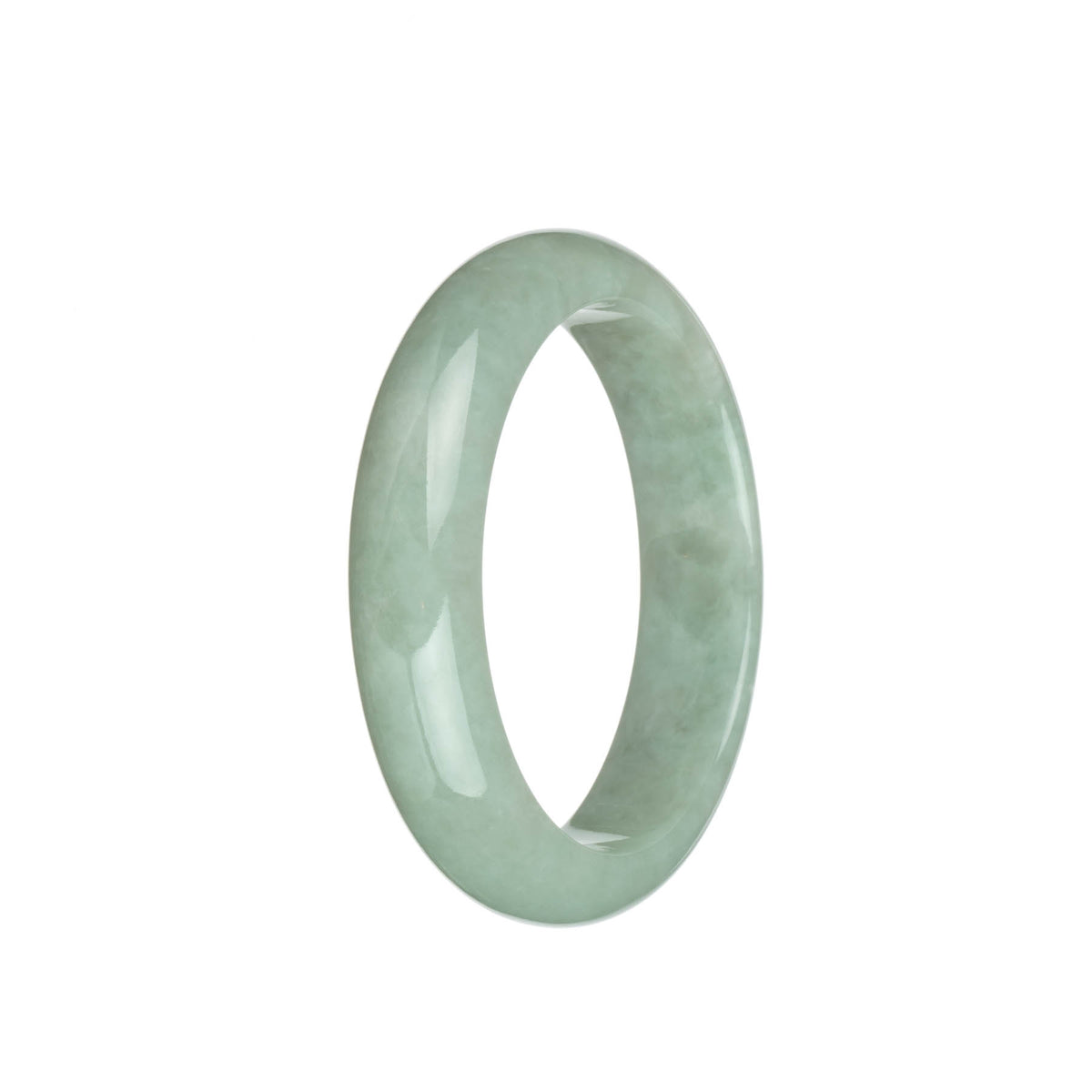 Certified Grade A Pale Green Burma Jade Bangle - 57mm Half Moon