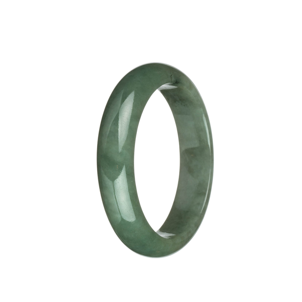 Real Natural Green Traditional Jade Bangle - 59mm Half Moon