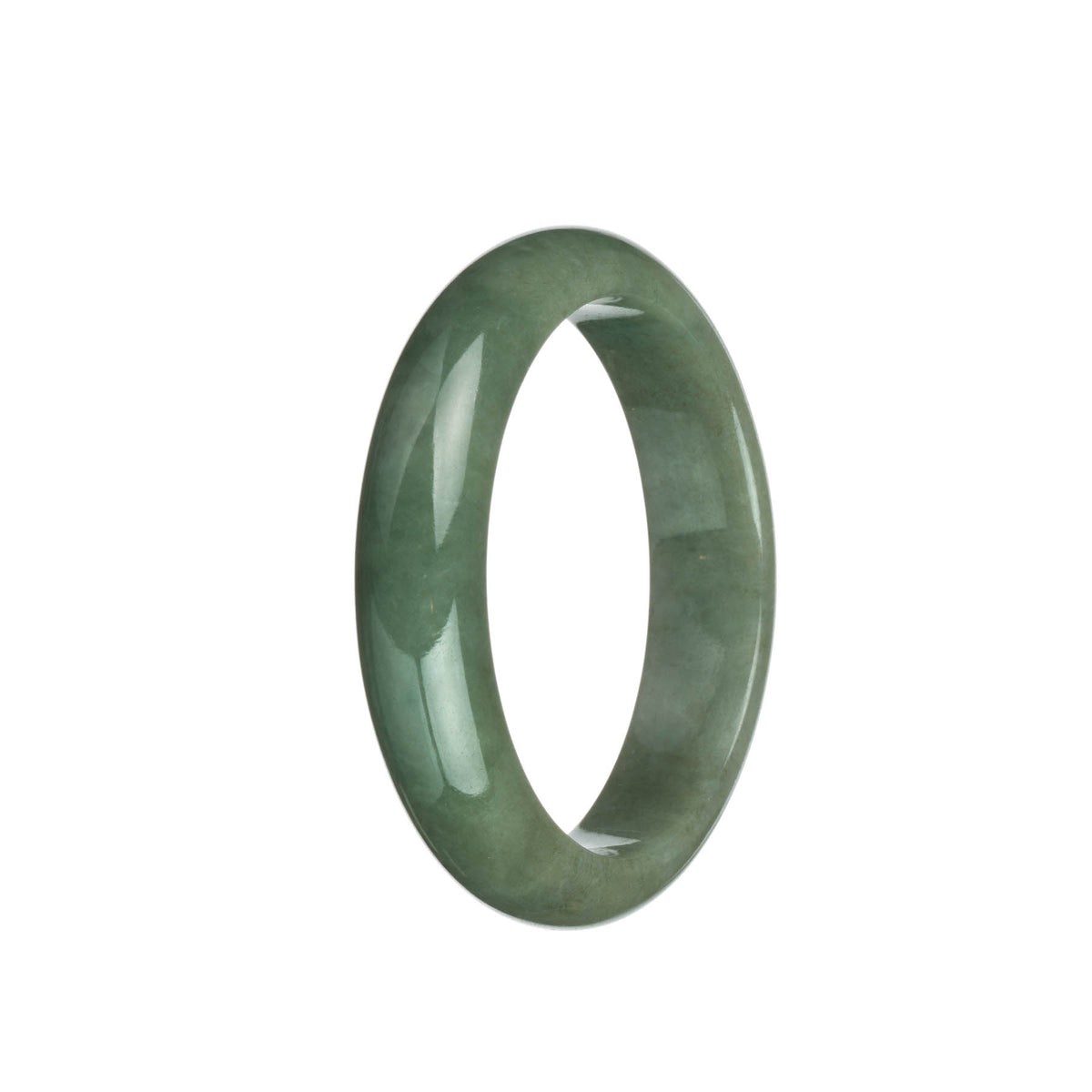 Real Natural Green Traditional Jade Bangle - 59mm Half Moon