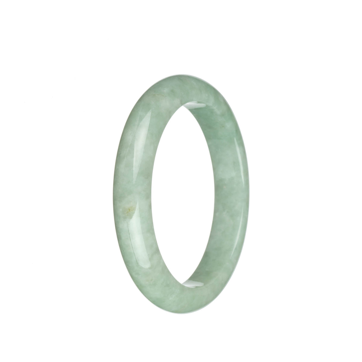 Real Grade A Light Green Jade Bangle - 59mm Semi Round