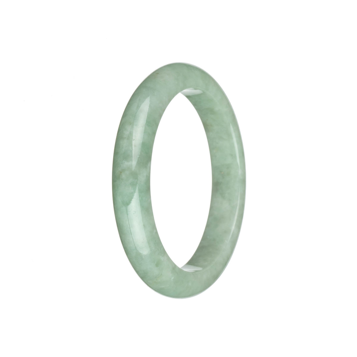 Real Grade A Light Green Jade Bangle - 59mm Semi Round