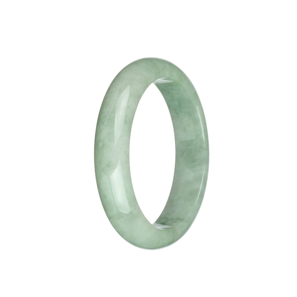 Genuine Untreated Light Green Traditional Jade Bangle - 59mm Half Moon