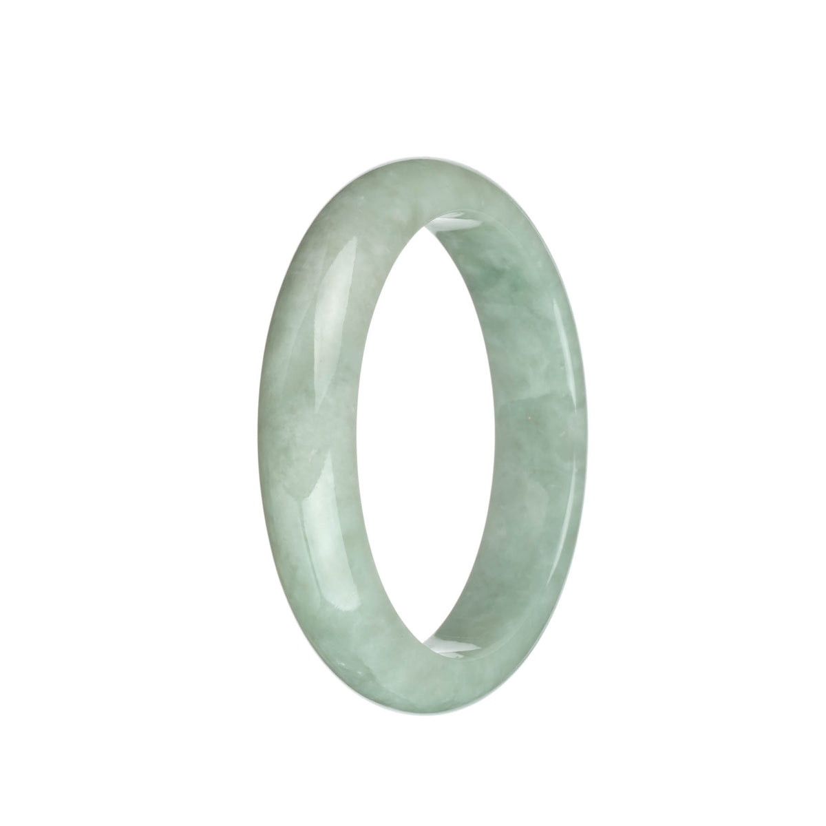 Genuine Natural Pale Green Jadeite Bangle Bracelet - 61mm Half Moon