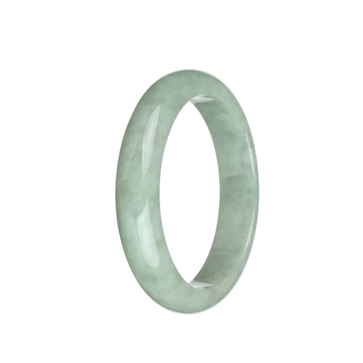 Genuine Natural Pale Green Jadeite Bangle Bracelet - 61mm Half Moon