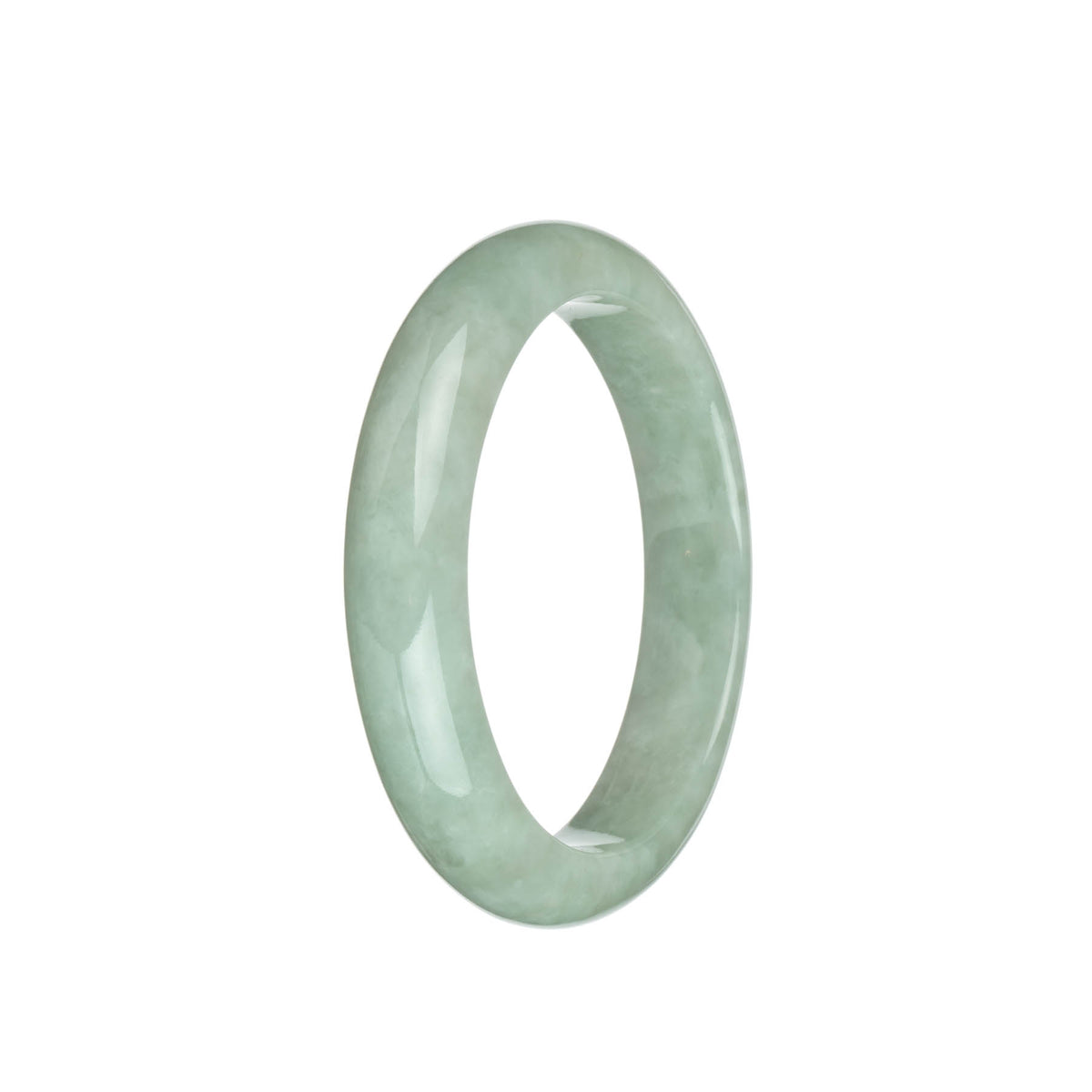 Authentic Natural Pale Green Jadeite Bangle Bracelet - 58mm Half Moon