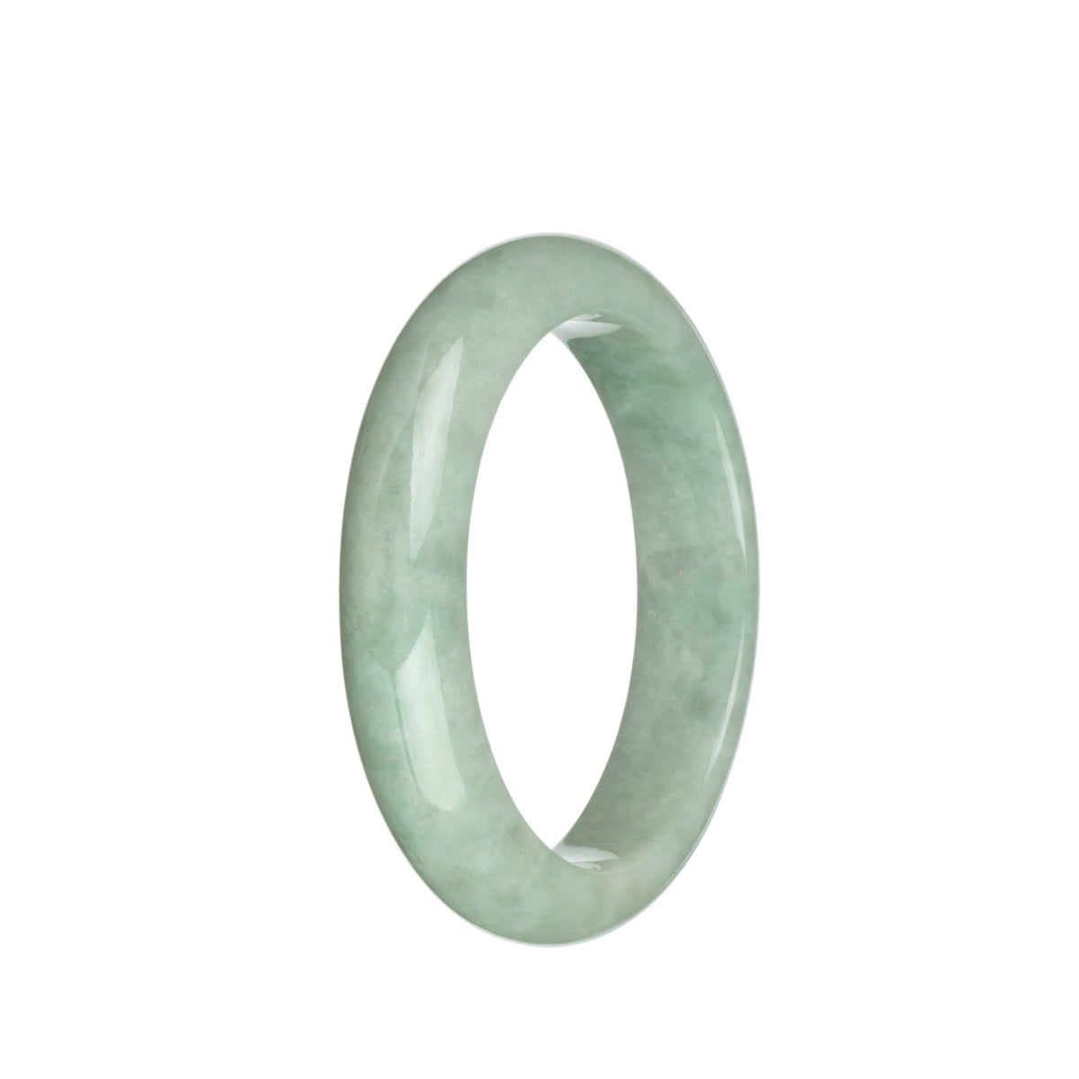 Real Grade A Pale Green Jadeite Jade Bangle Bracelet - 58mm Half Moon